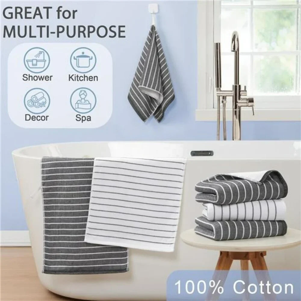 Cotton Hand Towels 4 Pack Soft Absorbent Quick Dry Bathroom Face Guest Spa Gray